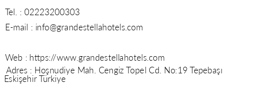 Grande Stella Hotel telefon numaralar, faks, e-mail, posta adresi ve iletiim bilgileri